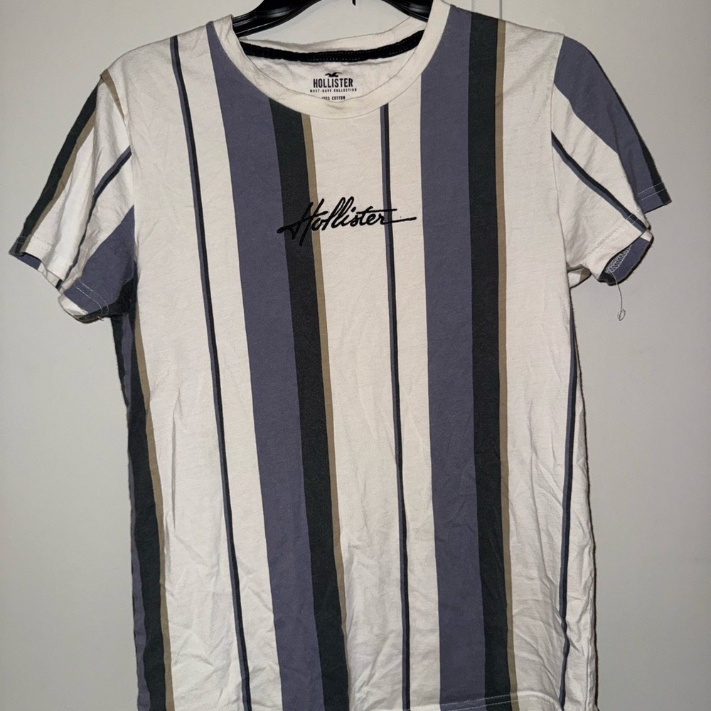 Hollister Men's Multi-Stripe Tee - White, Blue, Black